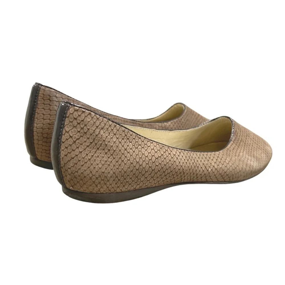 FS/NY French Sole New York Taupe Snakeskin Embossed Ballet Flats Size 9 Brazil